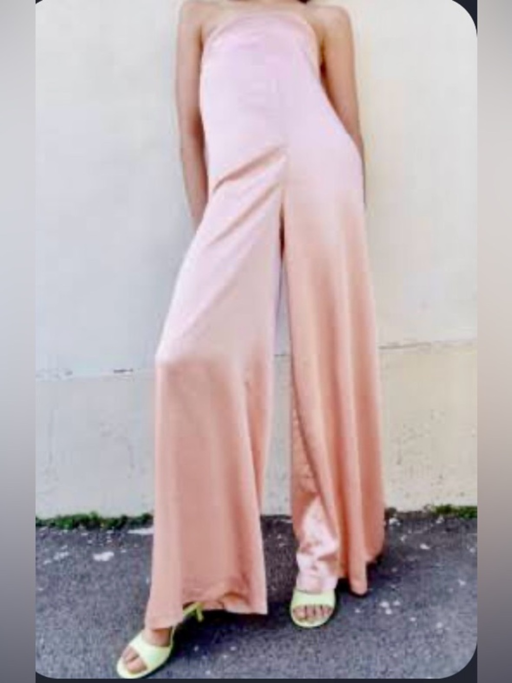 Zara Wide-Leg Strapless Jumpsuit in Blush Pink
